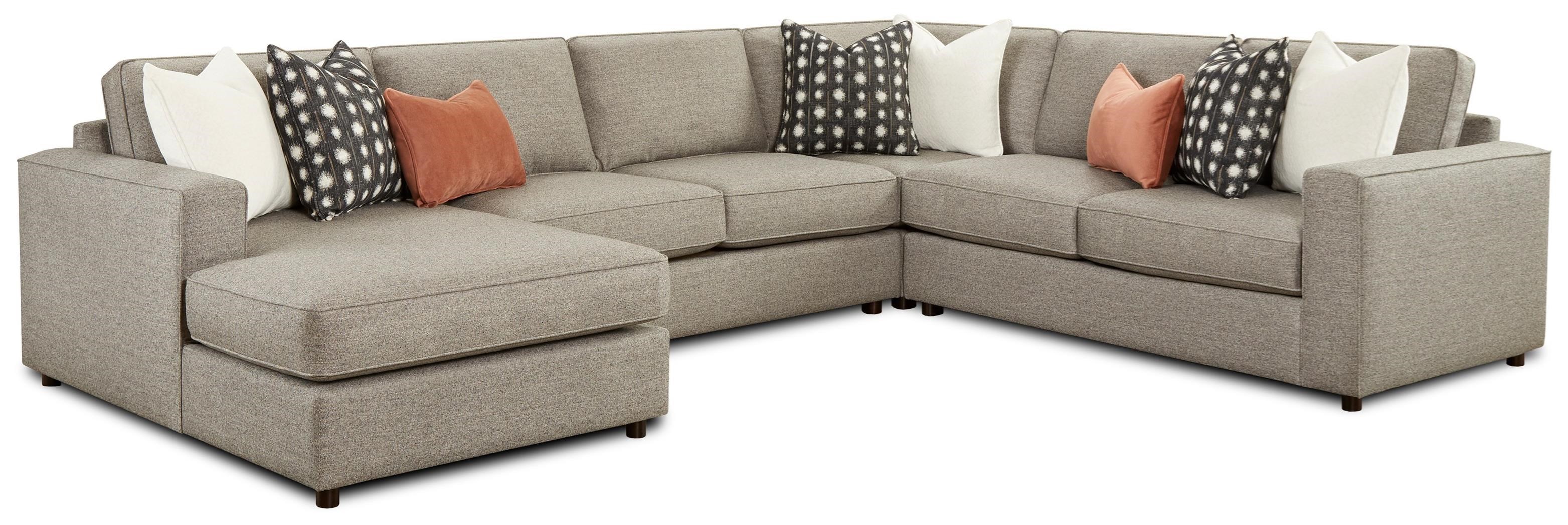 Fusion Furniture 2061 MONROE ASH Contemporary 4Piece Sectional with Left Chaise Howell
